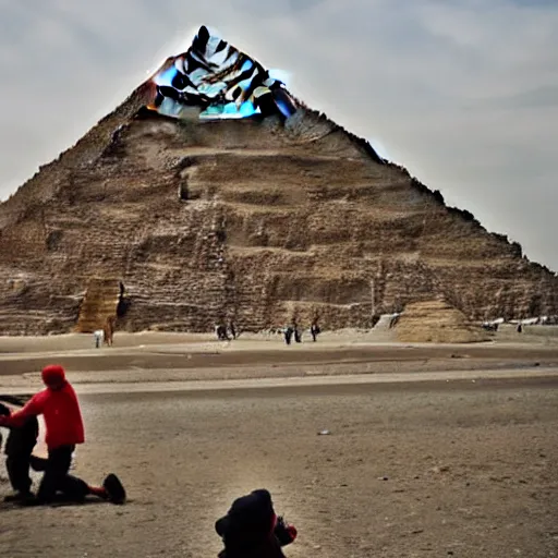 Prompt: gopniks vandalizing the pyramids