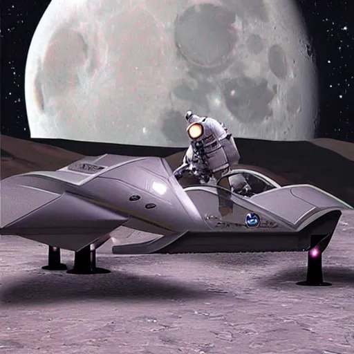 Image similar to zastava 1 0 1, moon, in space, futuristic style, retrofuturism