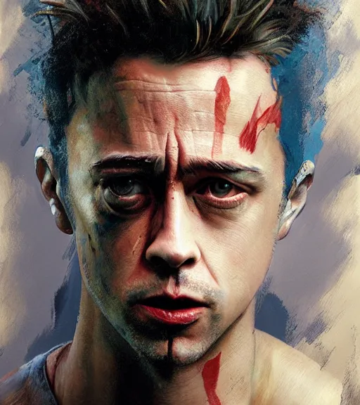 Image similar to high quality high detail painting by alberto mielgo and jaime jones, fight club, cinematic, hd