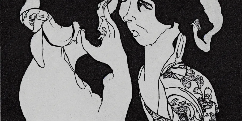 Prompt: an ear in the style of aubrey beardsley