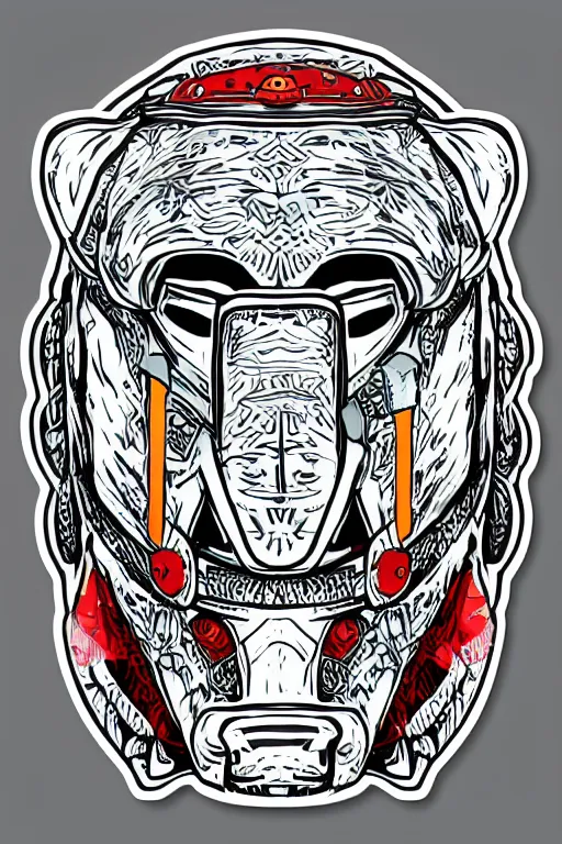 Image similar to Portrait of a polar bear in samurai armor, knight, medieval, sticker, colorful, illustration, highly detailed, simple, smooth and clean vector curves, no jagged lines, vector art, smooth