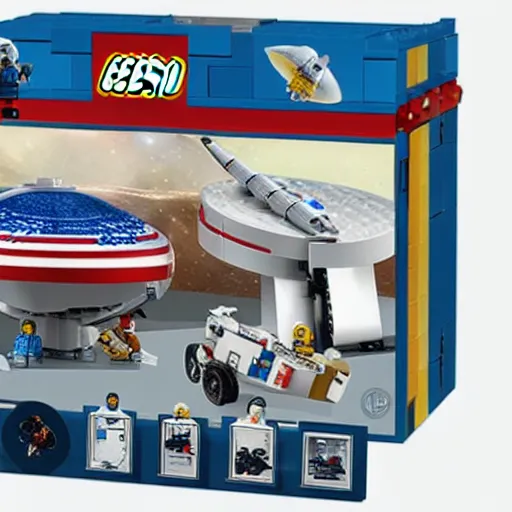 Image similar to A LEGO toy box for SpaceX Starbase in Texas