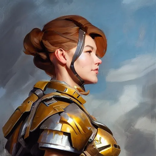 Image similar to greg manchess portrait painting of armored aloy as overwatch character, medium shot, asymmetrical, profile picture, organic painting, sunny day, matte painting, bold shapes, hard edges, street art, trending on artstation, by huang guangjian and gil elvgren and sachin teng