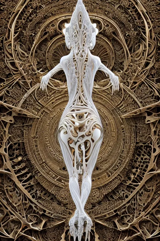 Prompt: carved white marble female biomechanical sculpture, persian rug, Mandelbulb 3d fractal, trending on artstation, subtle gold accents, beautifully lit, by zdzislaw beksinski, tsutomu nihei, peter mohrbacher, hyper detailed, insane details, intricate, elite, ornate, elegant, luxury, dramatic lighting, cgsociety, hypermaximalist, golden ratio, environmental key art, octane render, weta digital, micro details, structure, ray trace, 4k, epic, masterpiece