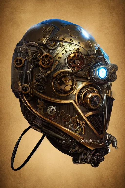 Image similar to steampunk helmet fantasy art mask robot ninja stylized digital illustration sharp focus, elegant intricate digital painting artstation concept art global illumination ray tracing advanced technology chaykin howard and campionpascale and cooke darwyn and davis jack