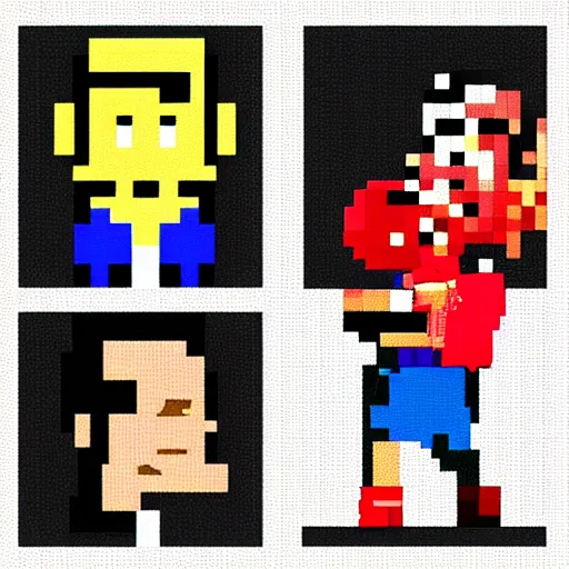 Image similar to Danny DeVito as a Nintendo Punch Out! character, 8-bit pixel art, 16 colors