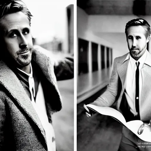 Prompt: portrait of ryan gosling dressed as a goose, duck bill, feather suit, natural light, sharp, detailed face, magazine, press, photo, steve mccurry, david lazar, canon, nikon, focus