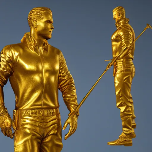 Image similar to portrait of usa gold statue, 8 k uhd, unreal engine, octane render in the artstyle of finnian macmanus, john park and greg rutkowski