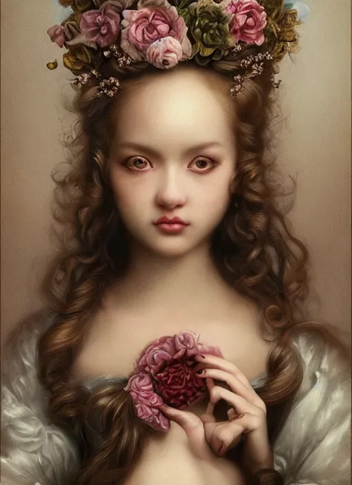 Prompt: pop surrealism, rococo, baroque hair, young female bird seductive - fine - face, pretty face, key visual, realistic shaded perfect face, fine details by stanley artgerm lau, wlop, mark ryden, trevor brown, andrei riabovitchev, marc simonetti, and sakimichan, trending on artstation