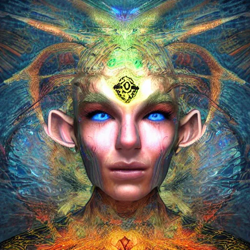 Prompt: machine elf dmt trip render photoreal