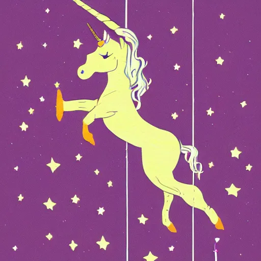 Prompt: a unicorn on a trapeze, fantasy illustration