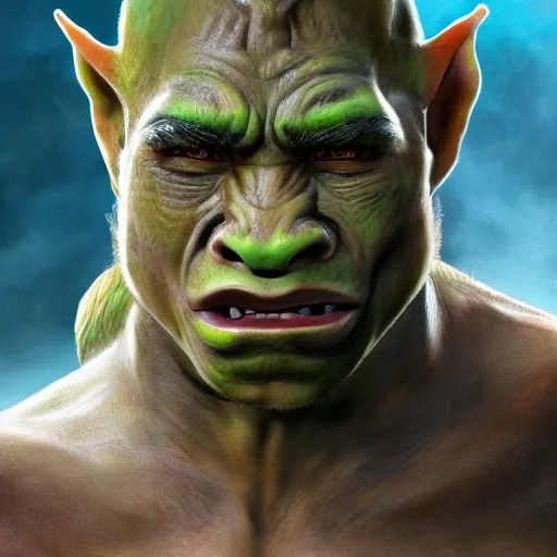 Image similar to a detailed portrait of an orc boy child, art illustration, incredibly highly detailed and realistic, 8 k, sharp focus