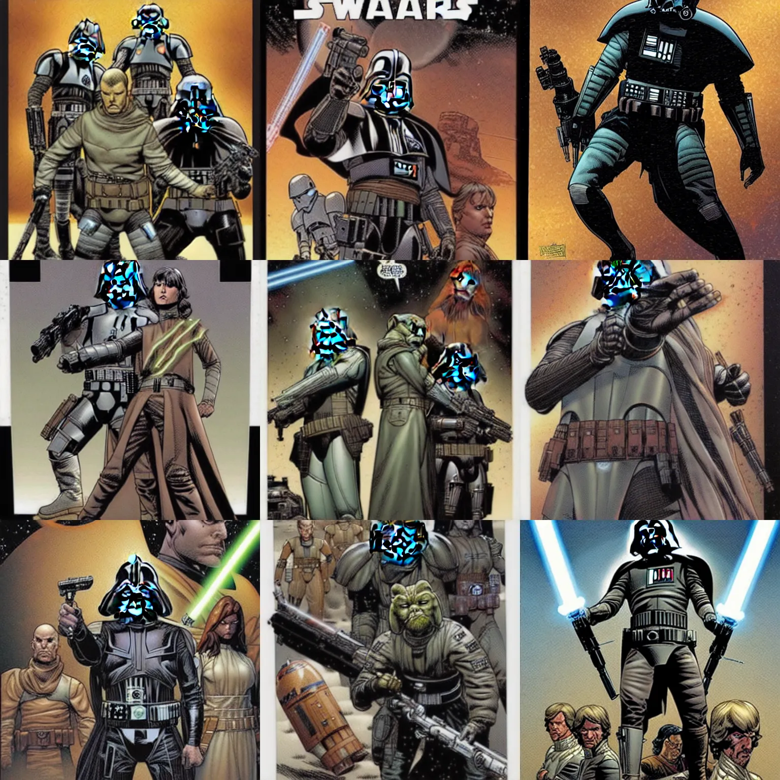 Prompt: dark horse comics starwars drawn by travis charest the artist of weapons of metabaron and wildcats