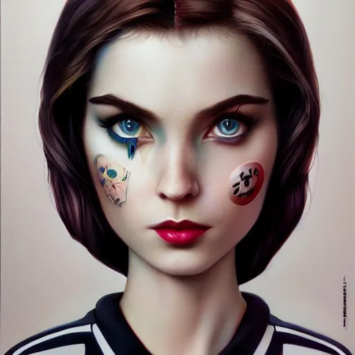 Image similar to Lofi actress portrait, Pixar style by Tristan Eaton and Stanley Artgerm and Tom Bagshaw and Tim Burton