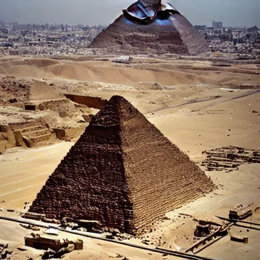 Prompt: the pyramid of giza under construction in egypt