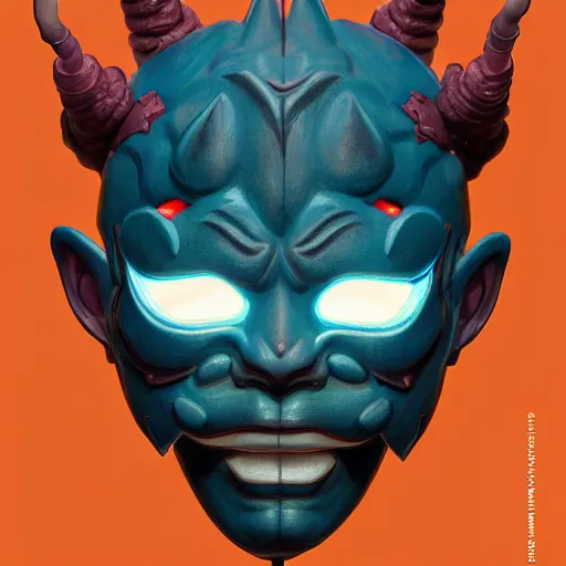 Image similar to prompt : oni mask character portrait soft light painted by james jean and katsuhiro otomo and erik jones, inspired by evangeleon anime, smooth face feature, intricate oil painting, high detail illustration, sharp high detail, manga and anime 1 9 9 9