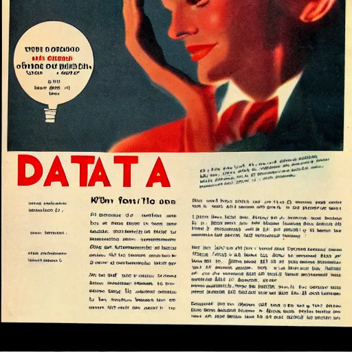 Prompt: vintage 1 9 5 0 s magazine advertisement for data visualization