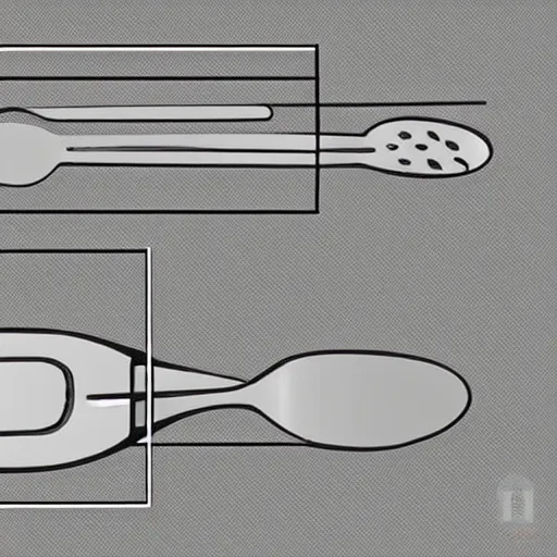 Image similar to highly detailed technical diagram of a spoon