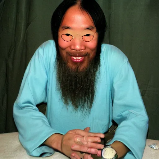 Prompt: Lao Tzu Myspace display photo from 2006, blingee