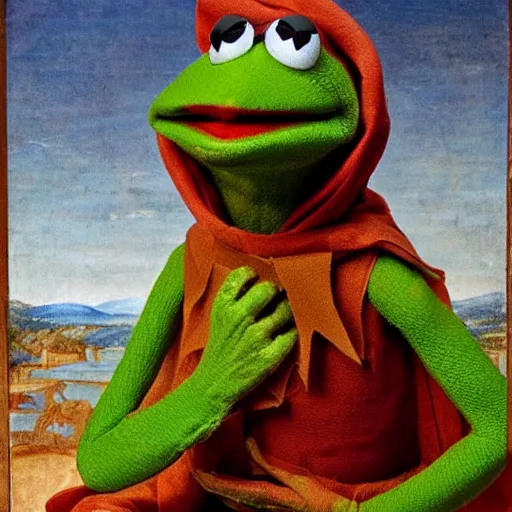 Image similar to portrait of kermit the frog, renaissance