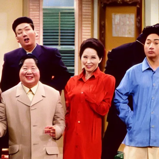 Image similar to A still of Mao Zedong in the 1990s sitcom Friends