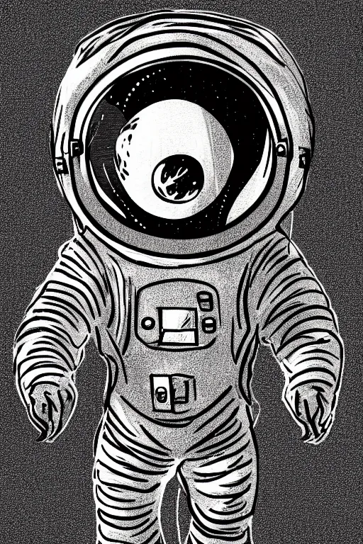Image similar to basic digital drawing scribble in photoshop of simple astronaut
