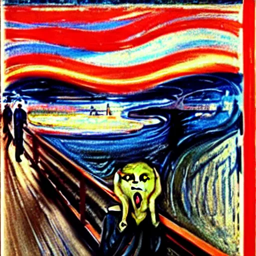 Image similar to rottweiler as the scream by edvard munch