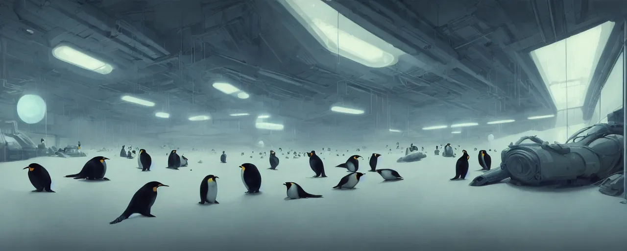 Prompt: duotone concept illustration of emperor penguins in modern computer room. cinematic scene. volumetric lighting. golden ratio accidental renaissance. by sachin teng and sergey kolesov and ruan jia and heng z. graffiti art, scifi, fantasy, hyper detailed. octane render. concept art. trending on artstation