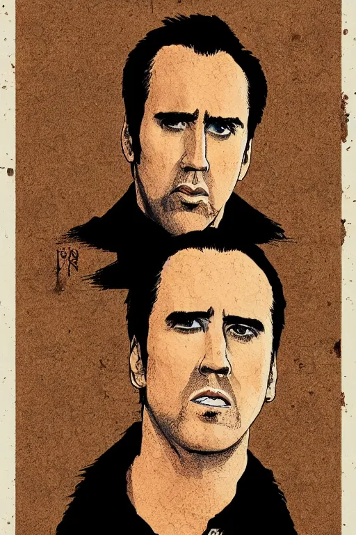 Image similar to Portrait of Nicholas Cage in Nishikie style