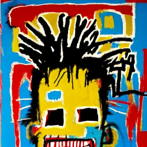 Prompt: crazy mad man screaming, by jean - michel basquiat