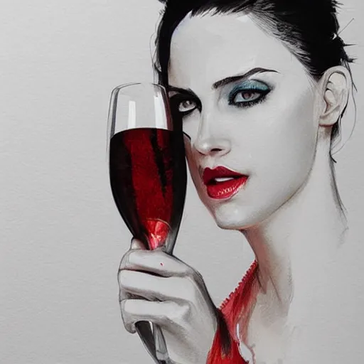 Prompt: ciri drinking wine, drawing, trending on artstation, by Conrad Roset, portrait, highly detailed, digital art