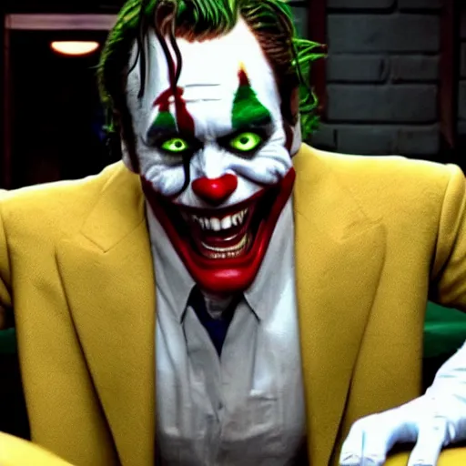 Prompt: the joaquin phoenix joker from the 2 0 1 9 film joker, played by spongebob