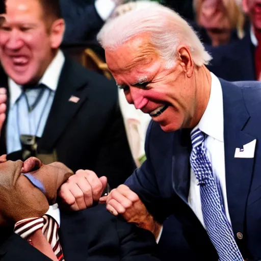 Image similar to joe biden crying whilest looking at mike tyson.
