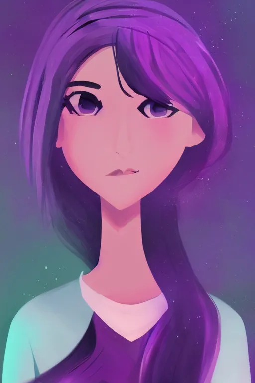 Prompt: Portrait of JaidenAnimations\'s cartoon avatar, abstract purple lighting, intricate, elegant, somber, highly detailed, digital painting, artstation, smooth, sharp focus, illustration