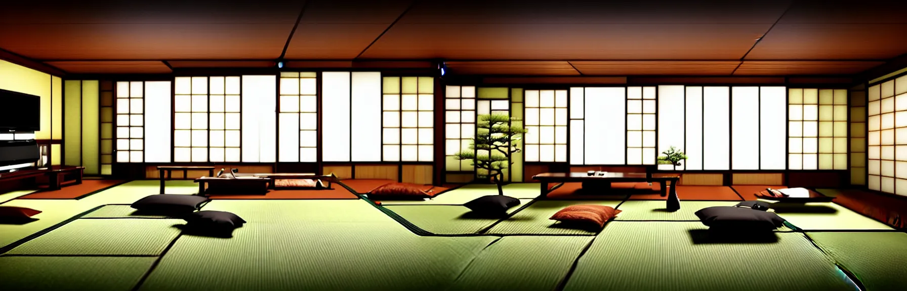 Prompt: a Japanese modern style luxurious living room, high definition, 8k, intricate and epic concept art, highly detailed, cinematic,