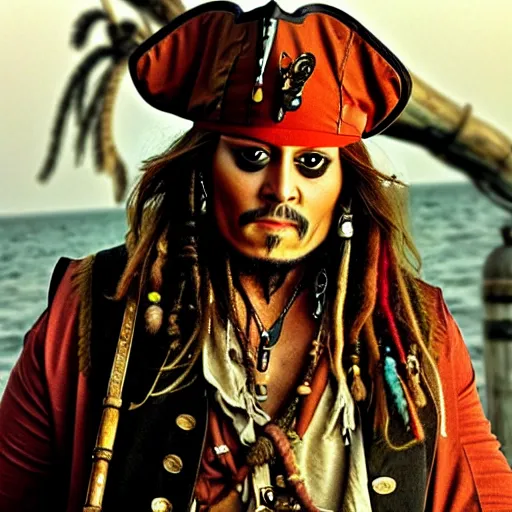 Prompt: Danny Devito as Captain Jack Sparrow in Pirates of the Caribbean