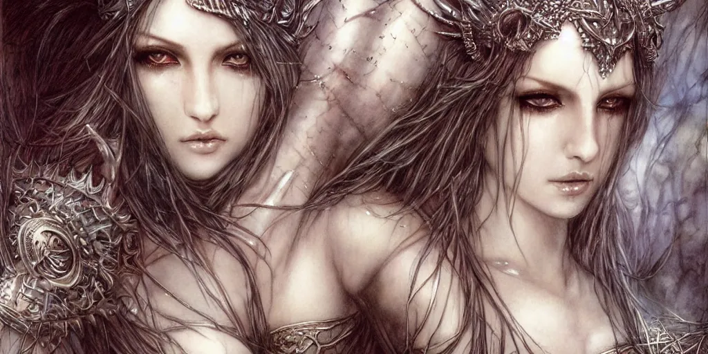 Image similar to Slayyyter as a beautiful goddess, fantasy, portrait, sharp focus, intricate, elegant, illustration, ambient lighting, art by Luis Royo