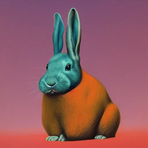 Image similar to a rabbit in the style of Zdzisław Beksiński