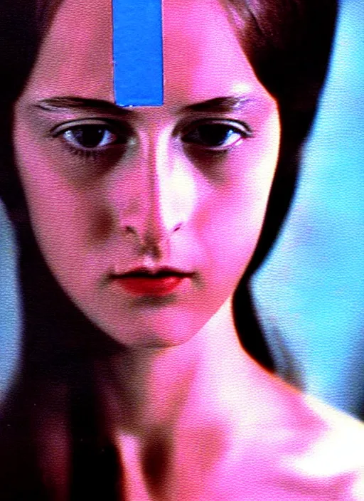 Image similar to 1971 film still from an Italian drama film of a young French actress as the goddess of razor blades. ultra detailed painting at 16K resolution and amazingly epic visuals. epically beautiful image. amazing effect, image looks gorgeously crisp as far as it's visual fidelity goes, absolutely outstanding. vivid clarity. ultra. iridescent. mind-breaking. mega-beautiful pencil shadowing. beautiful face. Ultra High Definition. godly shading. amazingly crisp sharpness. photorealistic film cel processed twice..