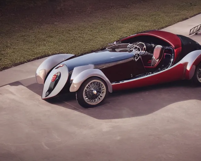 Image similar to a single bugatti type 5 7 and tesla roadster hybrid, dslr, cinematic, photorealistic, hyperdetailed