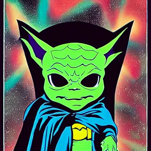 Prompt: batman forever starring baby yoda, movie poster art