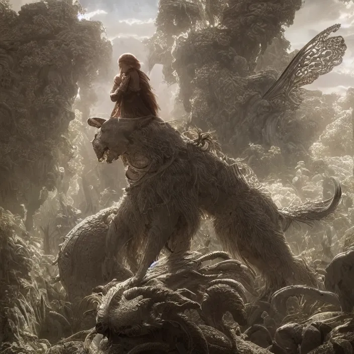 Image similar to neverending story, ultra realistic, concept art, intricate details, serious, highly detailed, photorealistic, octane render, 8 k, unreal engine, art by todd mcfarlane and artgerm and greg rutkowski and alphonse mucha