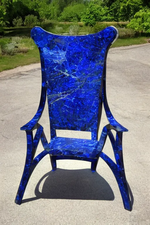 Image similar to a large chair made out of sapphire stone