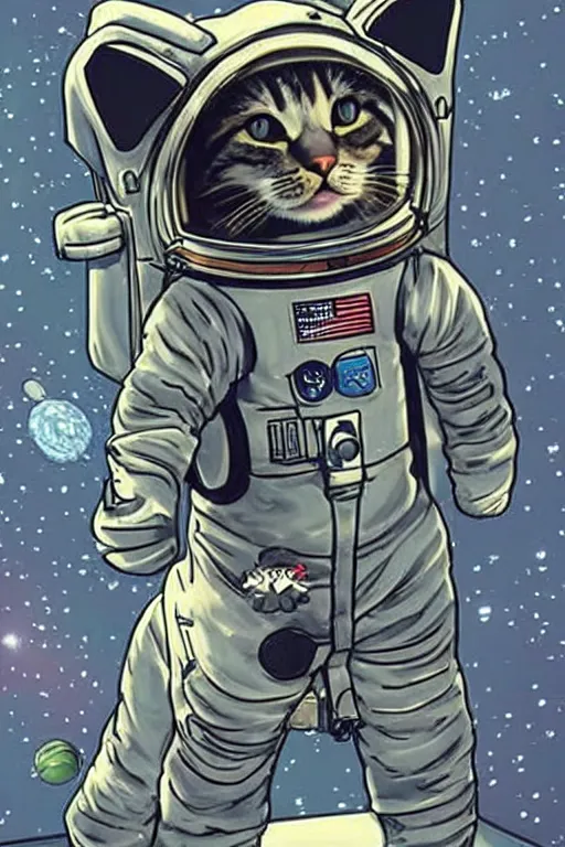 Prompt: a cat in a space suit, highly-detailed