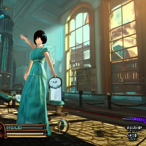 Image similar to screenshot from bioshock infinite, hatsune miku