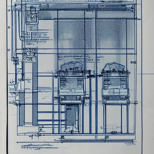 Image similar to very detailed blueprints of a working time machine