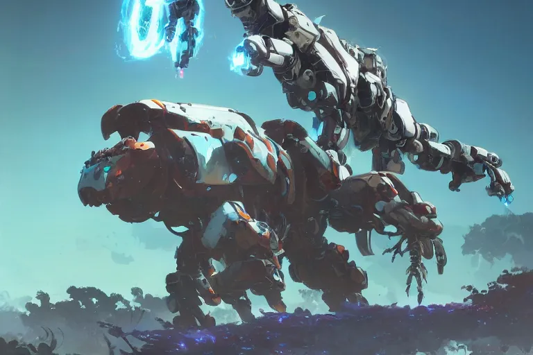 Image similar to watcher machine mecha animal beast robot of horizon forbidden west horizon zero dawn bioluminiscence, behance hd by jesper ejsing, by rhads, makoto shinkai and lois van baarle, ilya kuvshinov, rossdraws global illumination