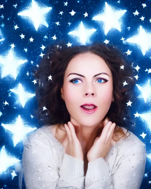 Image similar to photo of a woman with stars in her eyes