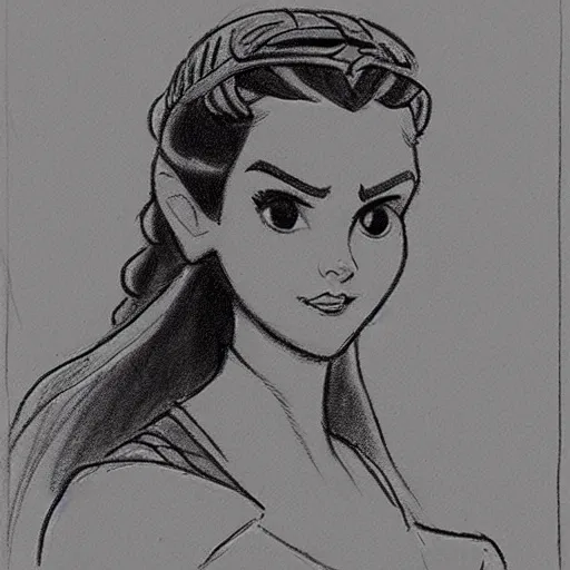 Image similar to milt kahl sketch of princess padme from star wars episode 3