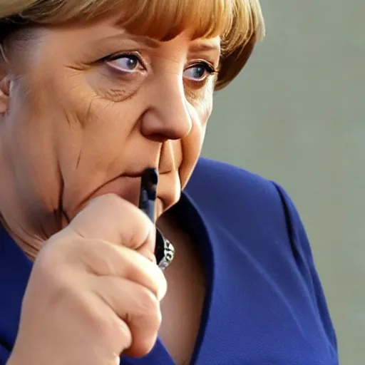 Image similar to angela merkel smokes weed, blunt, cigar